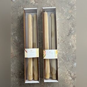 Neutral Gold Taper Beeswax Candles Set (2)